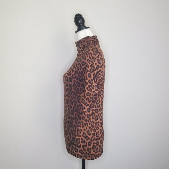 Michael Kors Leopard Print Turtleneck Top Small - Picture 4 of 7